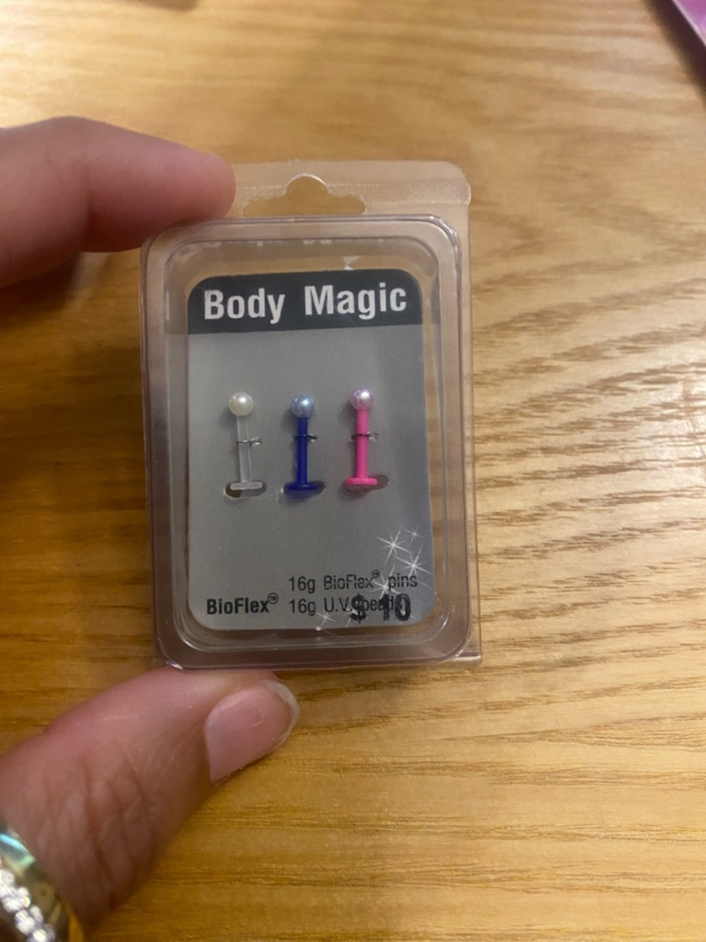 BioFlex 3-Pack Labret Studs in White, Blue, Pink
